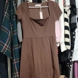 Qinsen Brown Mini Dress